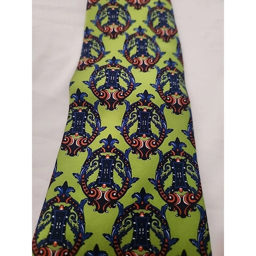 George Machado Zylos Men's Classic 100 % Silk, Green Black Tie NWT